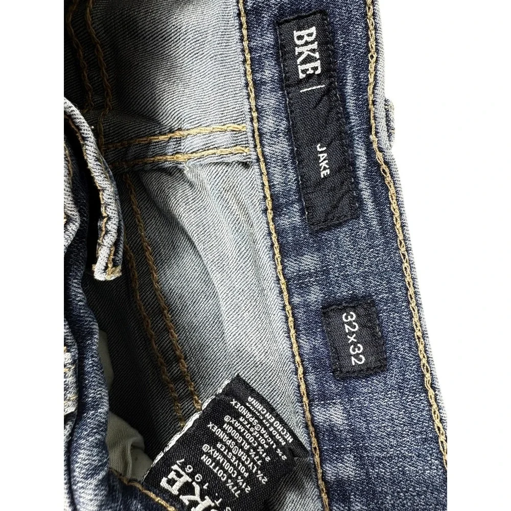BKE Jake Straight Leg Jeans Mens 32x32 Blue Denim Medium Washed Rugged Stretch